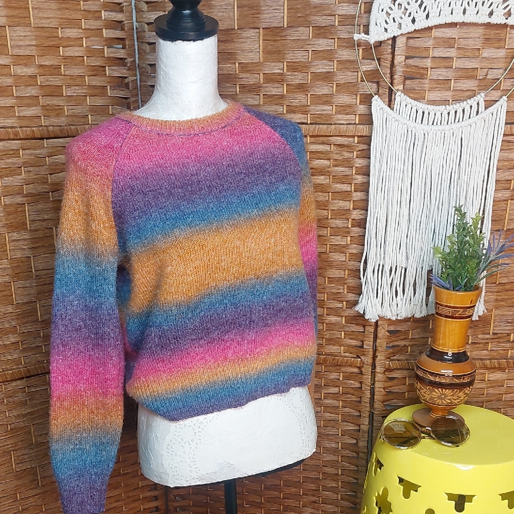 Sunset Striped Crewneck Sweater - Women's Cozy Knit, BB Dakota